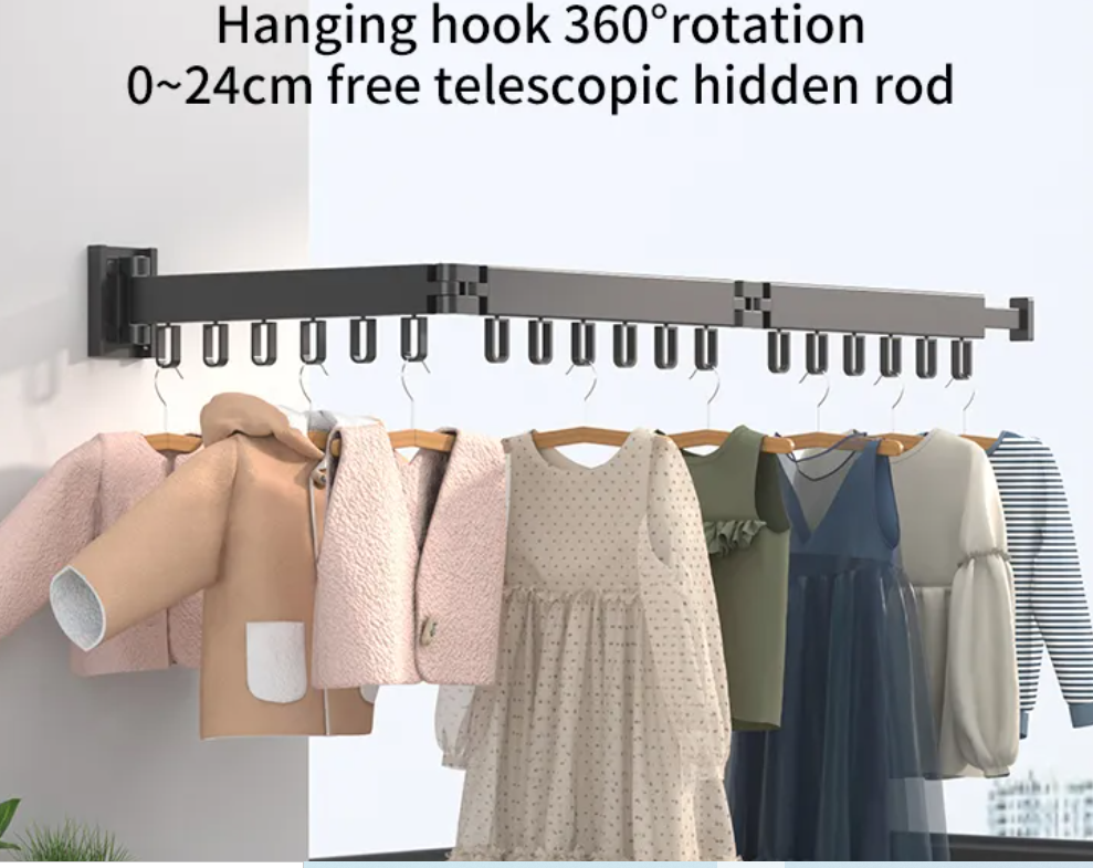 Folding Wall Mounted Clothes Hanger Rack